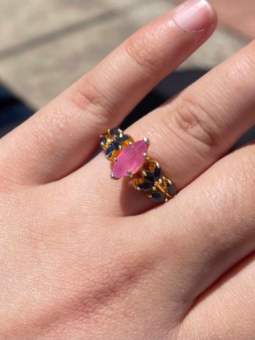 Beautiful Natural Ruby and Sapphire Ring. Size 9
